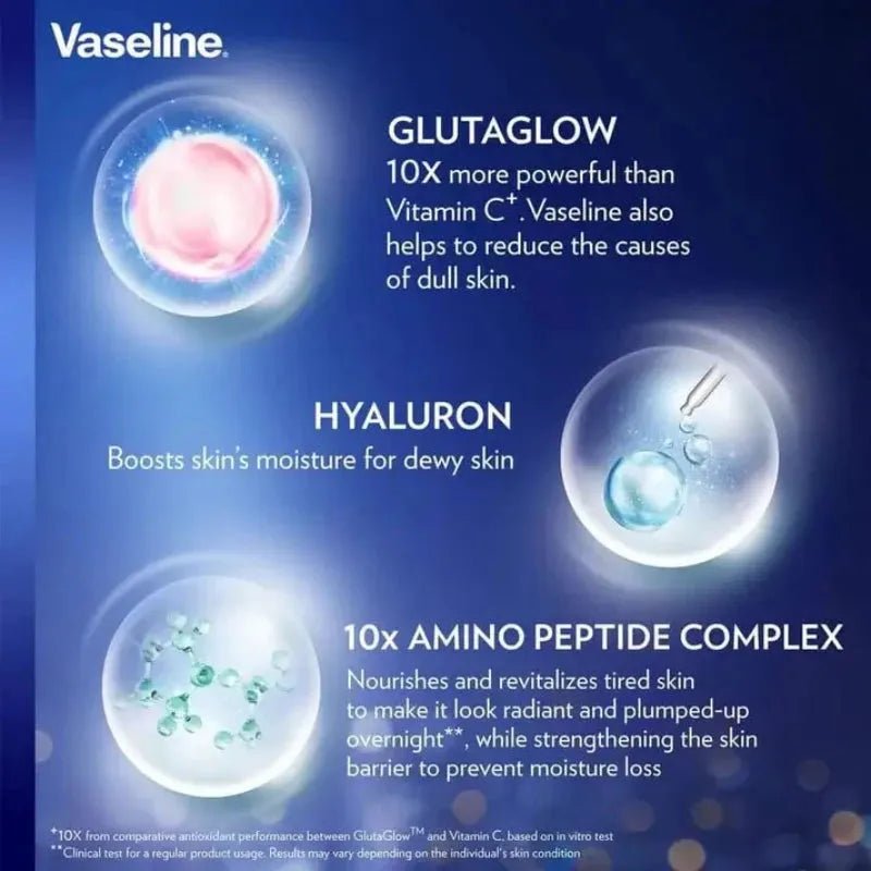 Vaseline Healthy Bright Gluta-Hya Serum Burst Lotion - Overnight Radiance Repair 330ml | Night Lotion with GlutaGlow, Hyaluron & Amino Peptide Complex | Revitalises Skin Overnight | 10X More Powerful Than Vitamin C